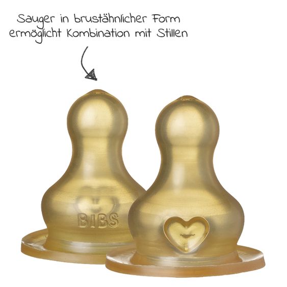 Bibs Trinksauger 2er Pack Latex Bottle Nipple - langsamer Nahrungsfluss