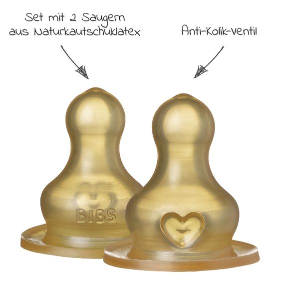 Bibs Trinksauger 2er Pack Latex Bottle Nipple - mittlerer Nahrungsfluss