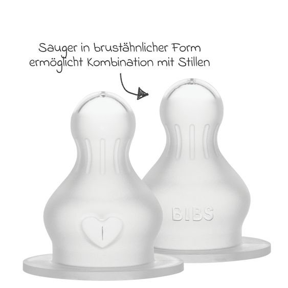 Bibs Trinksauger 2er Pack Silikon Bottle Nipple - langsamer Nahrungsfluss