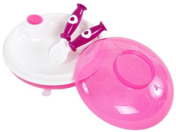 Bieco 3-tlg. Warmhalte-Teller-Set inkl. Besteck - Pink