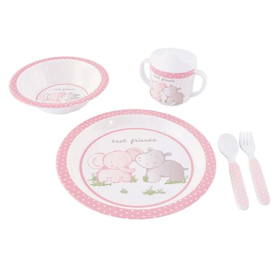 Bieco Set didattico da 5 pezzi Mangia e Bevi - Migliori Amici - Rosa