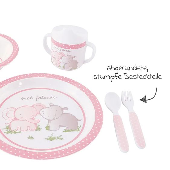 Bieco Set didattico da 5 pezzi Mangia e Bevi - Migliori Amici - Rosa