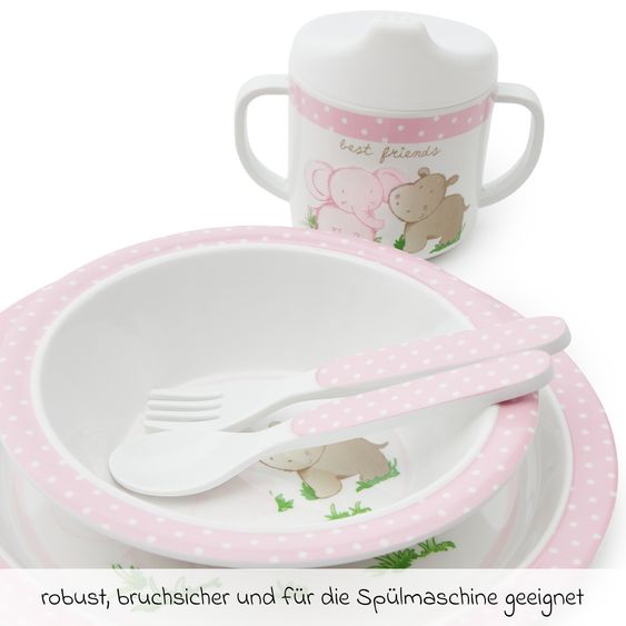 Bieco Set didattico da 5 pezzi Mangia e Bevi - Migliori Amici - Rosa