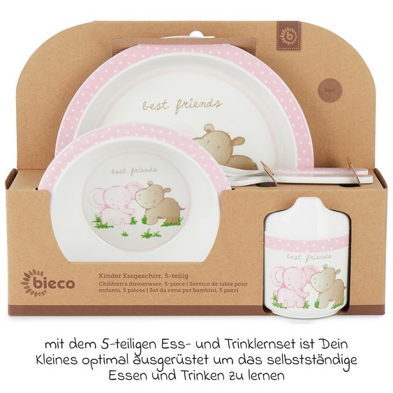 Bieco Set didattico da 5 pezzi Mangia e Bevi - Migliori Amici - Rosa