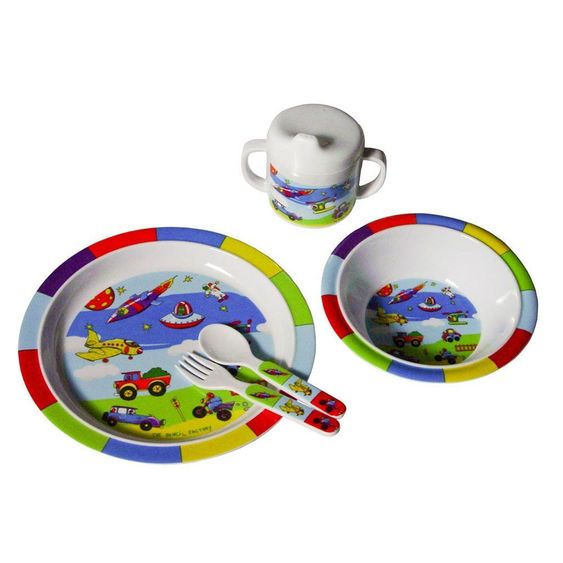 Bieco 5 pcs eating & drinking learning set - vehicles