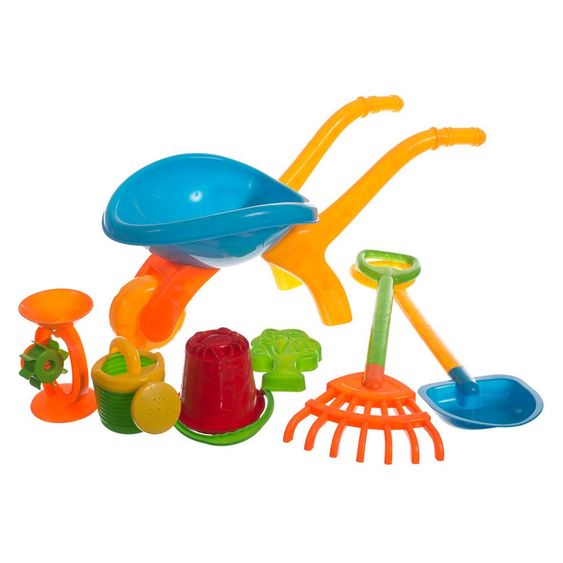 Bieco 7 pcs sand play set wheelbarrow with accessories