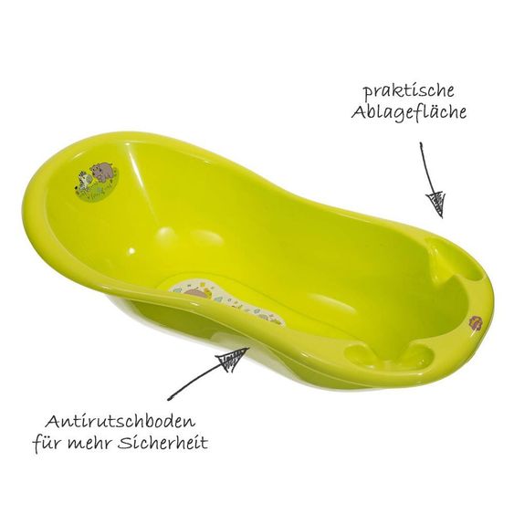 Bieco Baby-Badewanne mit Anti-Rutsch Boden 100 cm - Zoo Grün