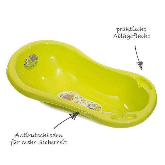 Bieco Baby-Badewanne mit Anti-Rutsch Boden 84 cm - Zoo Grün