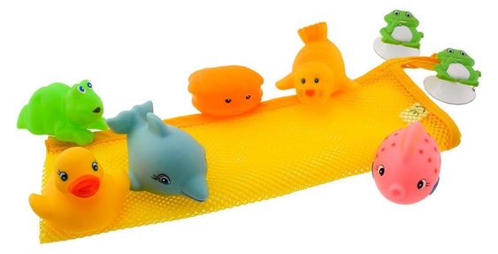 Bieco Bade-Spielfigur 6er Pack mit Netztasche - verschiedene Designs