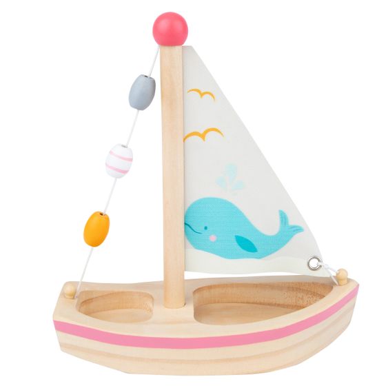 Bieco Badespielzeug Holz Segelschiff