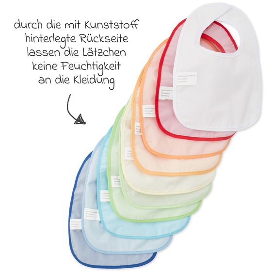 Bieco Klett-Lätzchen 10er Pack Frottee mit Folienrückseite