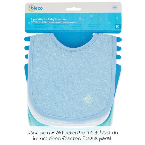 Bieco Klett-Lätzchen 4er Pack - Blau