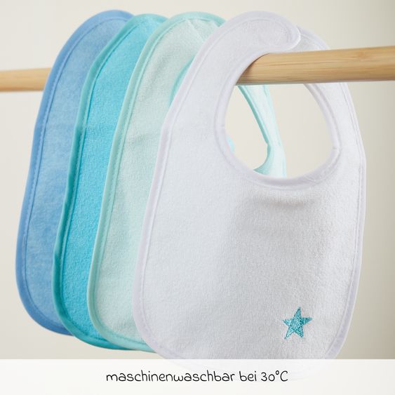 Bieco Klett-Lätzchen 4er Pack - Blau