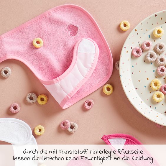 Bieco Klett-Lätzchen 4er Pack - Pink Rosa