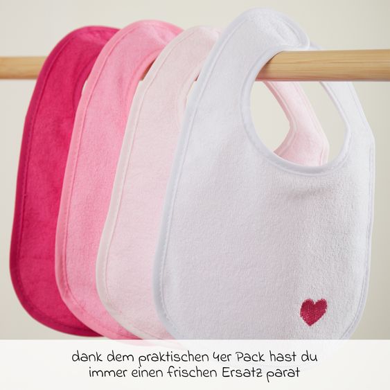 Bieco Klett-Lätzchen 4er Pack - Pink Rosa