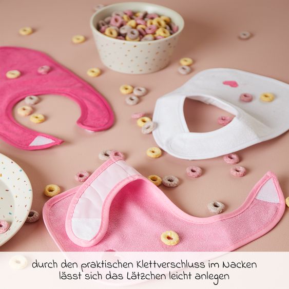 Bieco Klett-Lätzchen 4er Pack - Pink Rosa