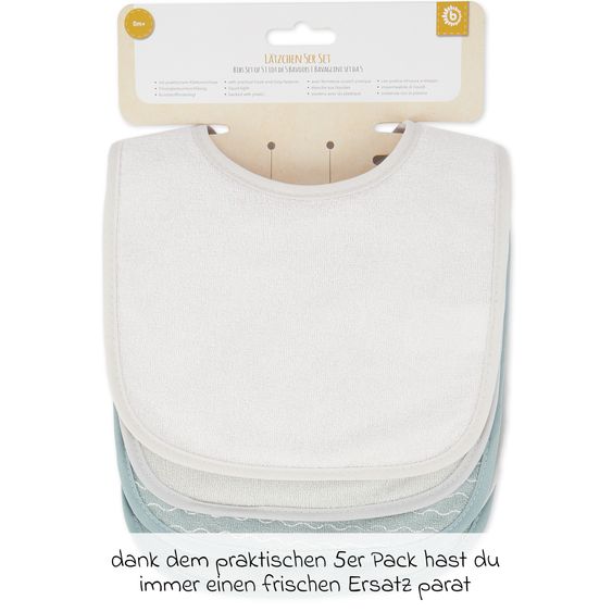 Bieco Klett-Lätzchen 5er Pack - Grau