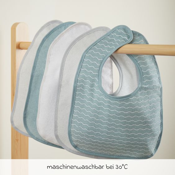 Bieco Klett-Lätzchen 5er Pack - Grau