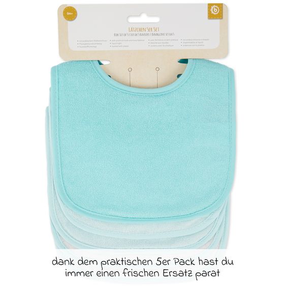 Bieco Klett-Lätzchen 5er Pack - Mint