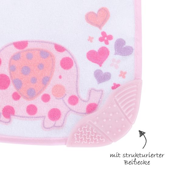 Bieco Klett-Lätzchen mit Beißecke & Folienrückseite - Elefant
