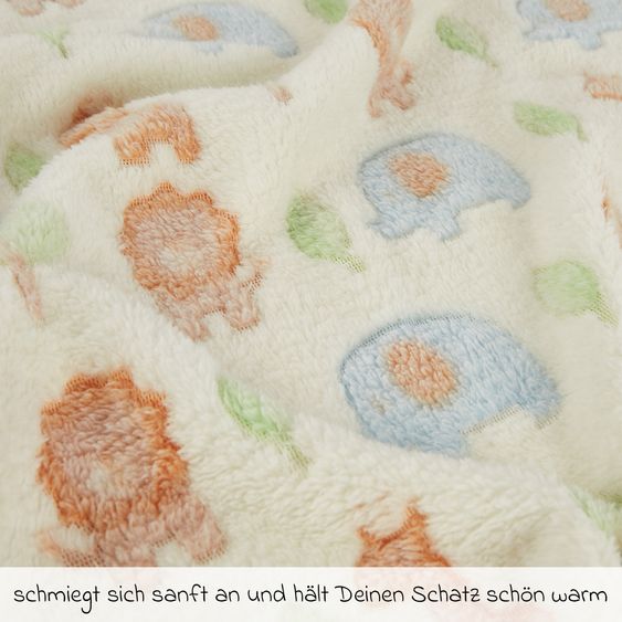 Bieco Kuscheldecke Flausch 75 x 90 cm - Zoo Beige