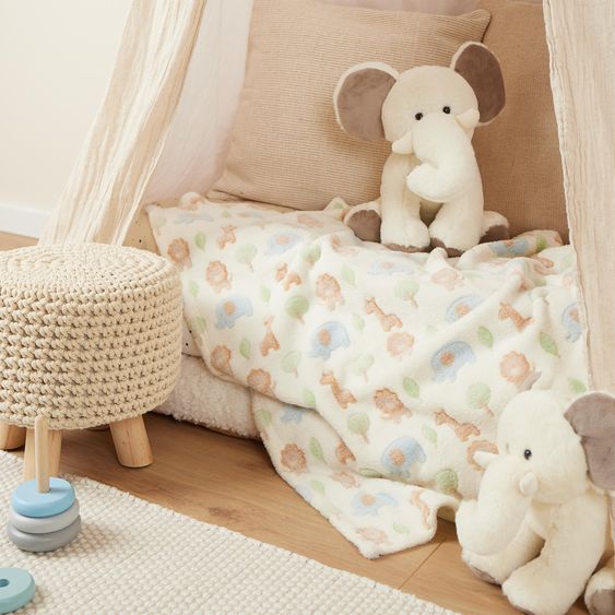 Bieco Kuscheldecke Flausch 75 x 90 cm - Zoo Beige