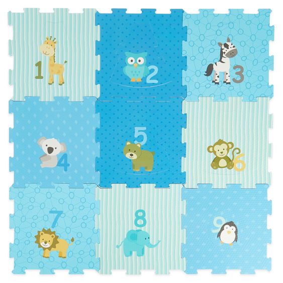 Bieco Puzzle mat 18 pcs - Animals - Blue