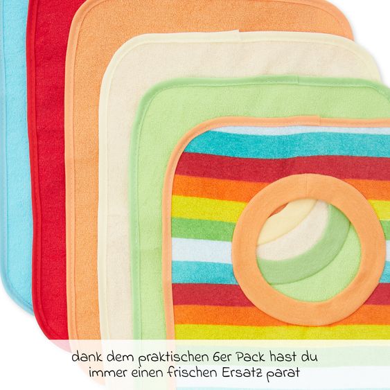 Bieco Schlupf-Lätzchen 6er Pack Frottee mit Folienrückseite - Rainbow