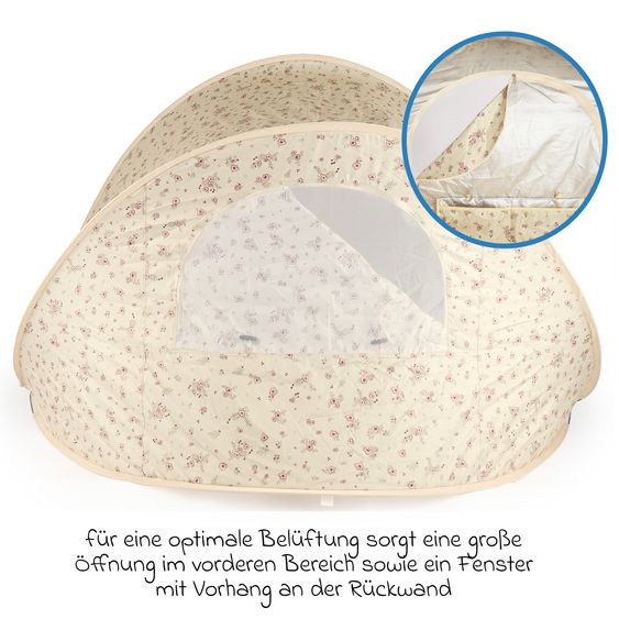Bieco Play tent / beach shell with UV protection 40+ - Vintage Flowers