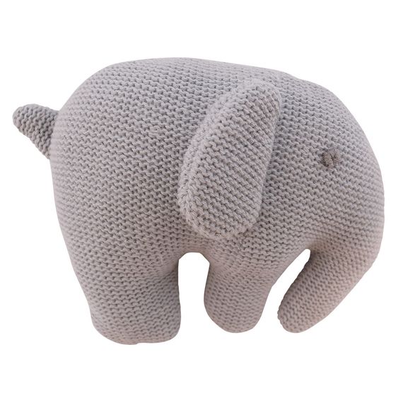 Bieco Strick-Greifling mit Quietscher - Elefant - Grau