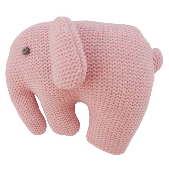 Bieco Strick-Greifling mit Quietscher - Elefant - Rosa