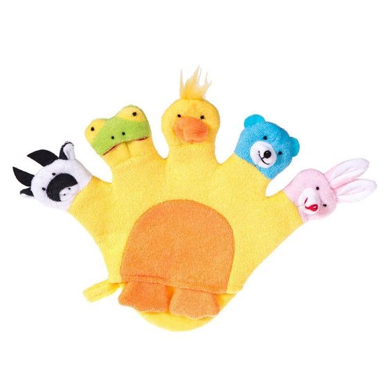 Bieco Waschhandschuh Tiere - Gelb