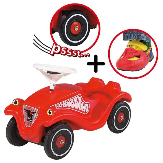 BIG Bobby Car Classic Set inkl. Flüsterräder + Schuhschoner - Rot