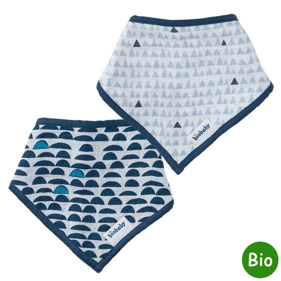 biobaby Dreieckstuch - 2er Pack - zum Wenden - Blau