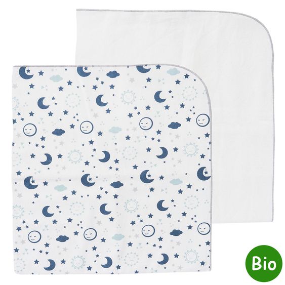 biobaby Moltondecke - 2er Pack 80 x 75 cm - Sonne-Mond