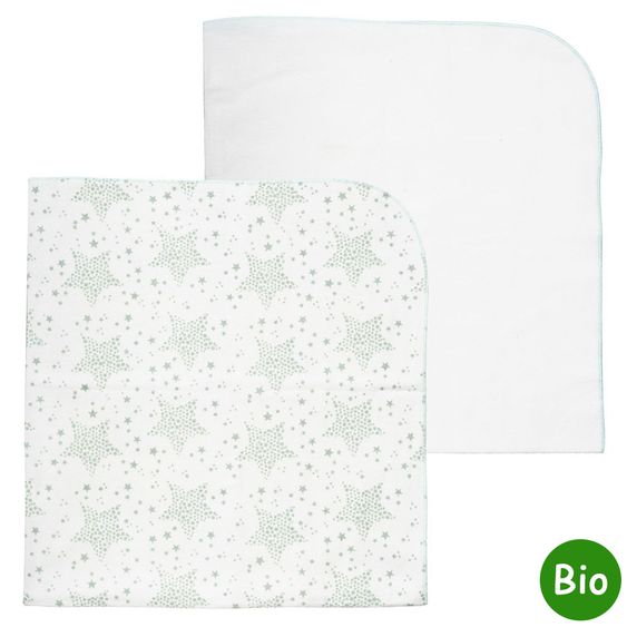 biobaby Moltondecke Doppelpack 80 x 75 cm - Sterne - Mint