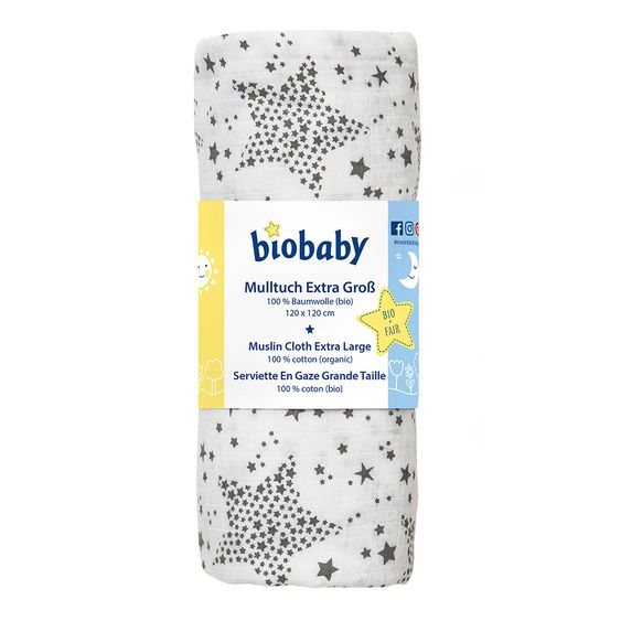 biobaby Mulltuch 120 x 120 cm - Sterne