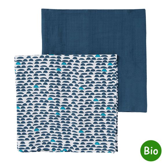 biobaby Mulltuch - 2er Pack 70 x 80 cm - Dunkelblau