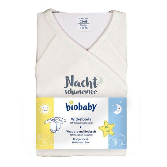 biobaby Wickelbody Nachtschwärmer - Weiß - Gr. 50/56