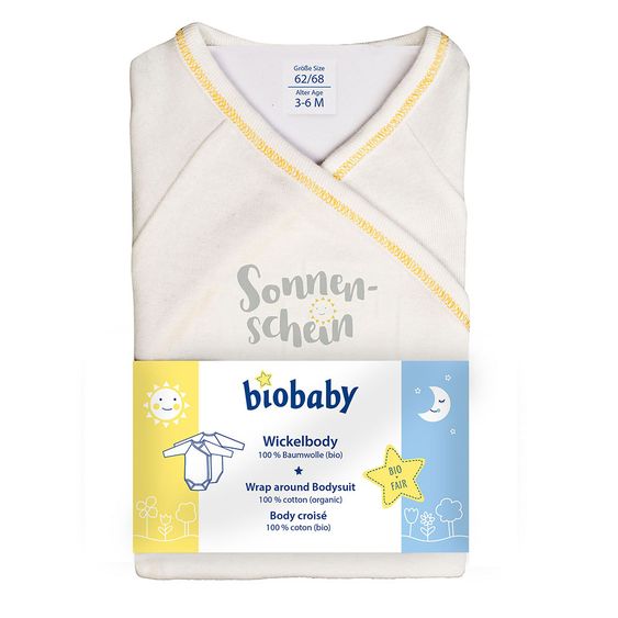 biobaby Wickelbody Sonnenschein - Weiß - Gr. 50/56