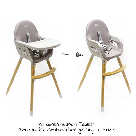 Blij'r Hochstuhl & Esszimmerstuhl 2 in 1 Bobbie - Grau