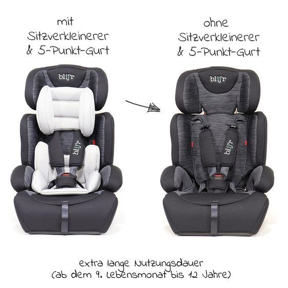 Blij'r Kindersitz Ivo Gruppe 1/2/3 - 9-36 kg - Grau / Schwarz