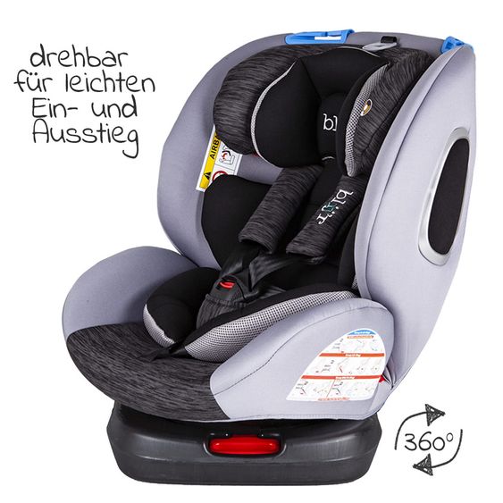 Blij'r Reboarder-Kindersitz Bas Plus 360° - Isofix - Grey Black
