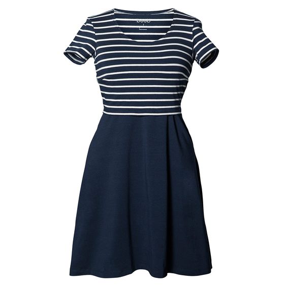 boob Kleid mit Stillfunktion Bio-Baumwolle - Streifen Dunkelblau - Gr. L