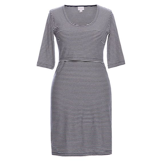 boob Kleid mit Stillfunktion Bio-Baumwolle - Streifen Schwarz Offwhite - Gr. S