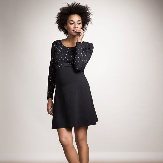 boob Kleid mit Stillfunktion Dottie - Punkte Schwarz - Gr. S