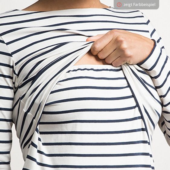 boob Langarmshirt mit Stillfunktion Bio-Baumwolle - Streifen Dunkelblau Offwhite - Gr. M