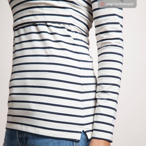 boob Langarmshirt mit Stillfunktion Bio-Baumwolle - Streifen Dunkelblau Offwhite - Gr. M
