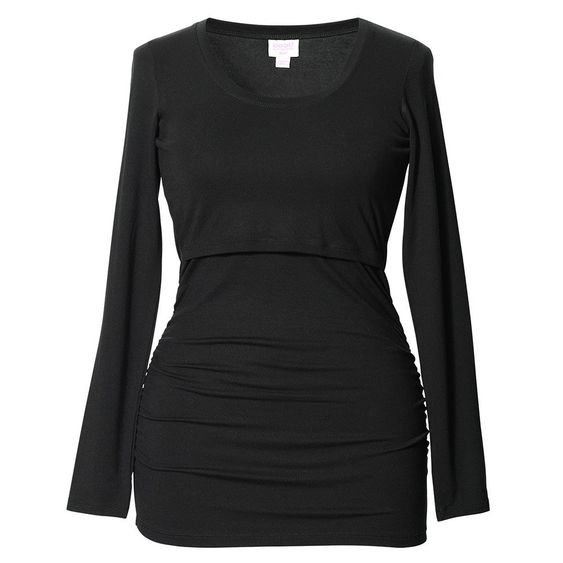 boob Langarmshirt Raffung mit Stillfunktion - Schwarz - Gr. S
