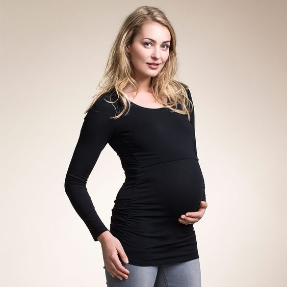boob Langarmshirt Raffung mit Stillfunktion - Schwarz - Gr. S